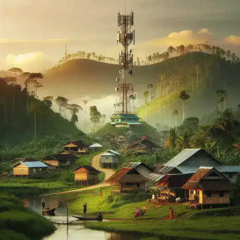 "Tower Telco lokal non-profit menyediakan konektivitas internet di pedesaan remote Sumatra, membantu masyarakat untuk mengakses informasi dan pendidikan."