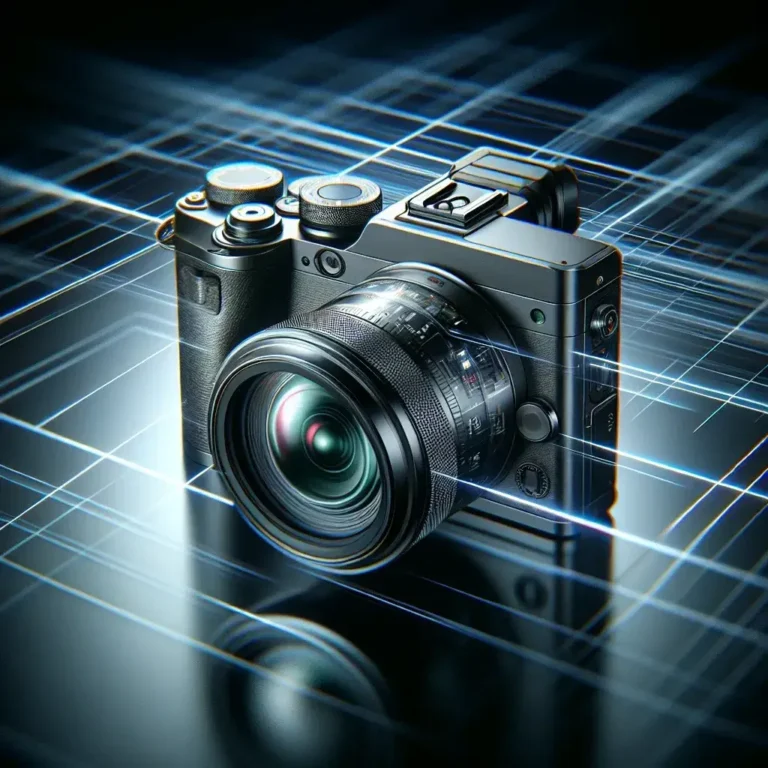 Alt text: "Sony mirrorless camera featuring next-generation global shutter technology, showcasing advanced imaging capabilities and sleek design in a high-tech setting."