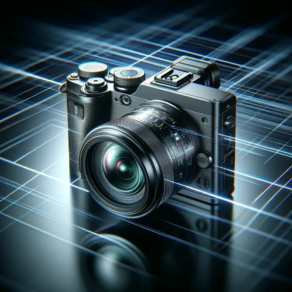 Alt text: "Sony mirrorless camera featuring next-generation global shutter technology, showcasing advanced imaging capabilities and sleek design in a high-tech setting."